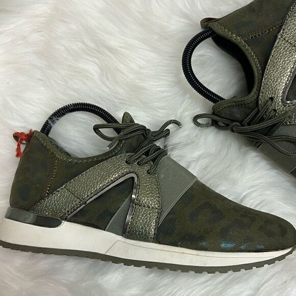 TopModa Green Leopard Print Sneakers Size 7.5 Bin 22 - Picture 10 of 12